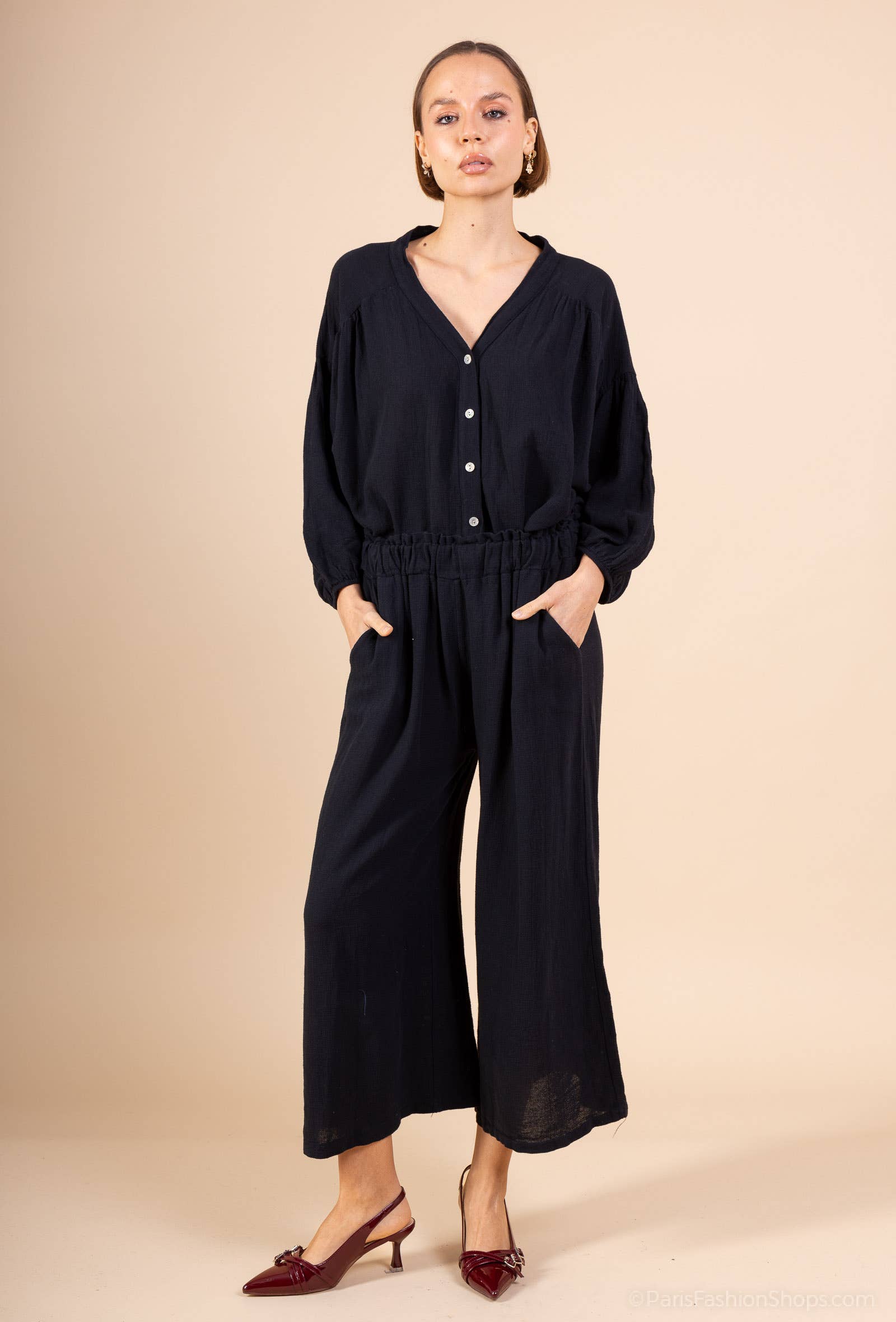 Shyloh - Wholesale Pants - Women's - Mid-length wide pants in cotton linen 2065112