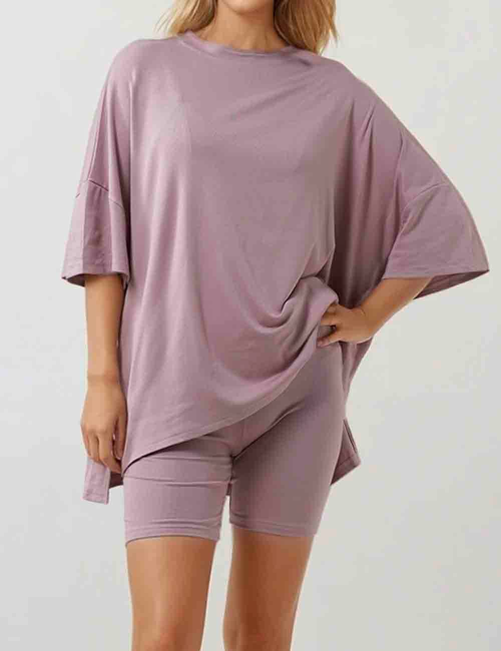 Sweetkama - Wholesale Lounge Set - Women's - Ladies Loose Top and Shorts 2PCS Casual Tee Set SKST2312926