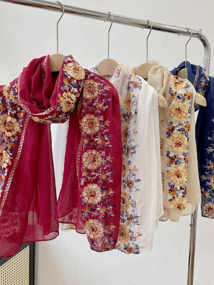 Scarvii - Boho Embroidered Floral Scarf - Soft & Charm for wholesale by Funkyrel® Atzbranding Limited