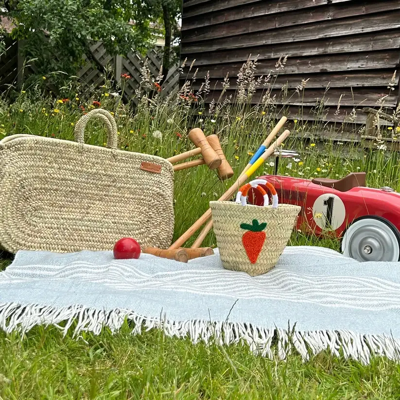 High crafty - Vendita all'ingrosso Cestino - Bambini e neonati - Dolce Carrot Mini Basket – Borsa a Mano Intrecciata in Foglia di Palma con Emb2