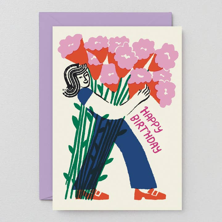 Wrap (US duties paid) - Wholesale Birthday Card - Happy Birthday Flower Bouquet' Greetings Card