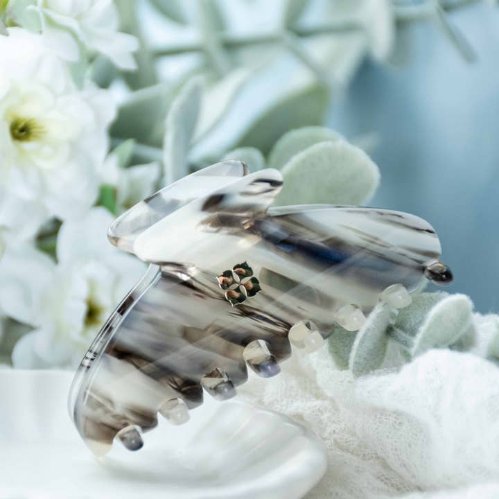 Fenna&Fei - Wholesale Hair Clip - Women's - Glamour Grip Mini Claw in Phantom Quartz | Black White Blue Iridescent | Italian Acetate Tortoise Shell Small Hair Clip3