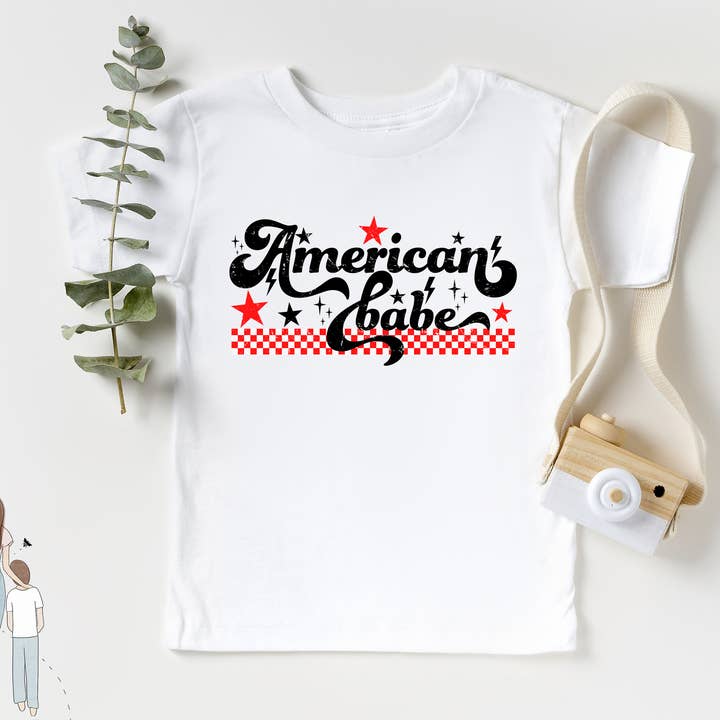 American Babe - Maglietta per bambini del 4 luglio per la vendita all'ingrosso da parte di Stallings&Sons