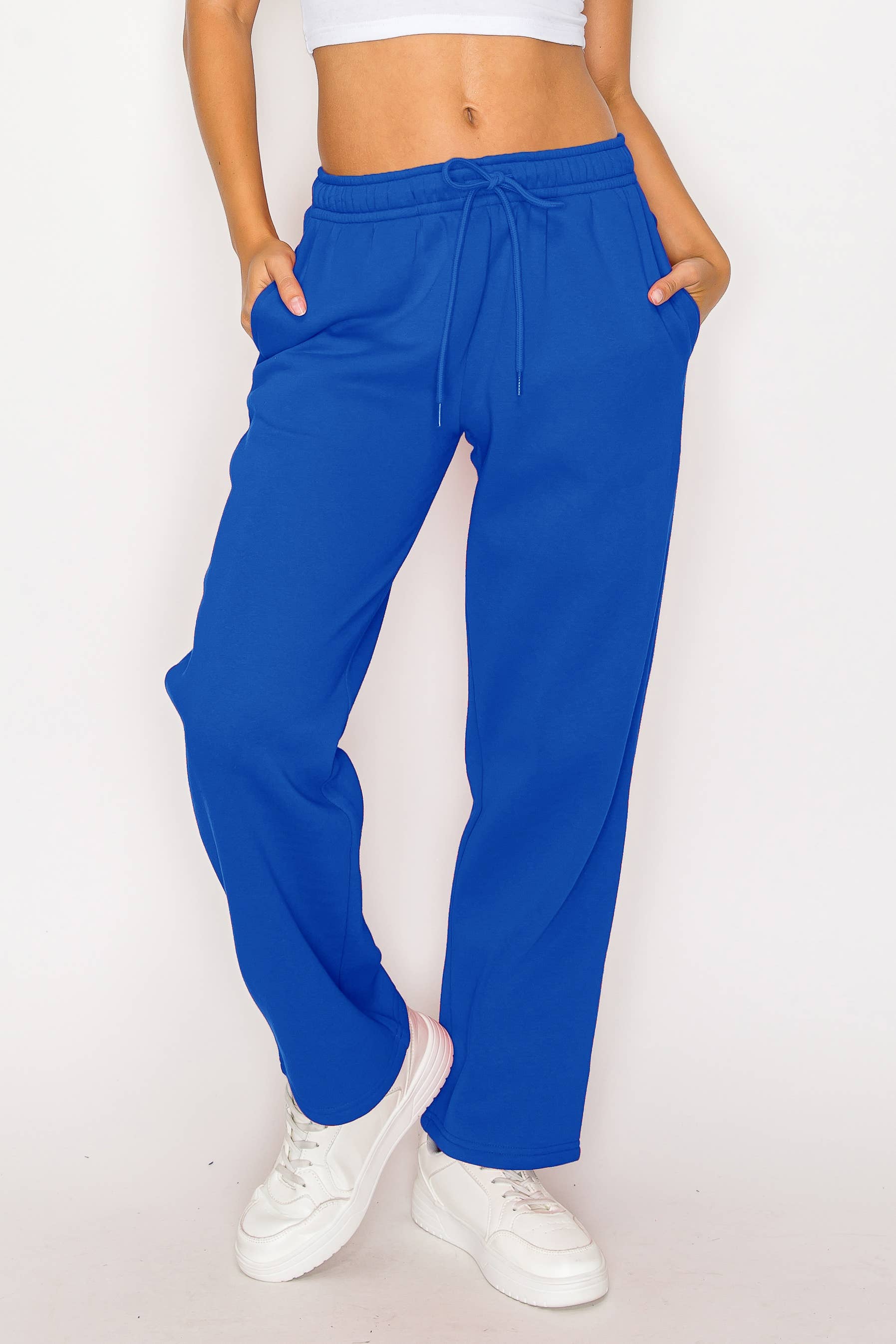 Color 5 – wholesale Mjukis- och joggingbyxor – Dam – Fleecelineda raka byxor i enfärgad färg med ficka12