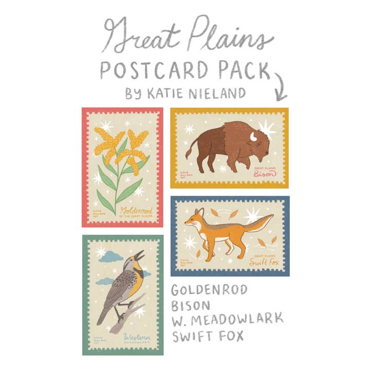 Katie Nieland Art - Wholesale Postcard Set - Great Plains postcard pack