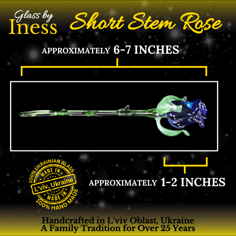 Glass by Iness - Wholesale Artificial Flowers - Red Glass Rose - Handcrafted Short Stem Flower4