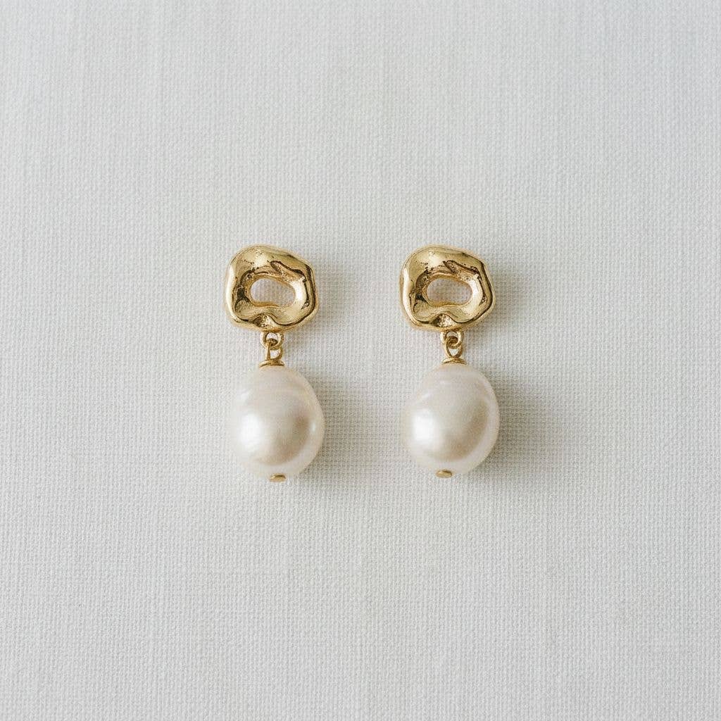 Ellemadera - Wholesale Dangle Earrings - Vintage Inspired Irregular Pearl Stud Earrings0