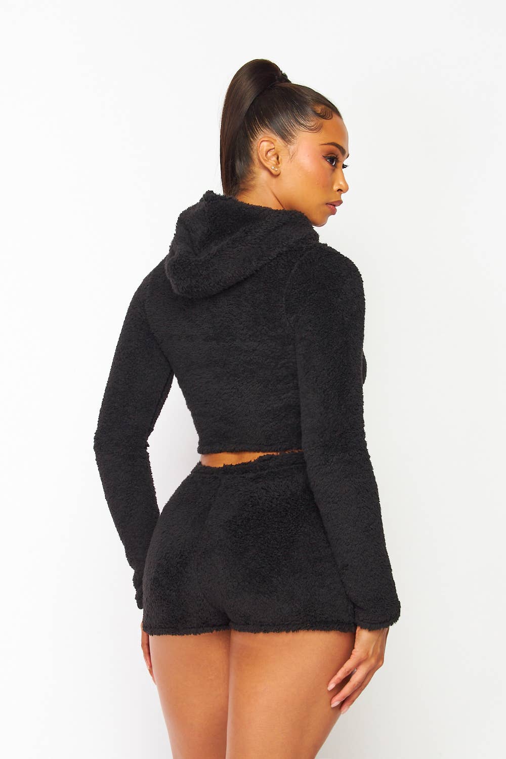 5besties inc - Wholesale Lounge Set - Women's - FUZZY HOODIE CROP AND SHORTS LOUNGE SET6