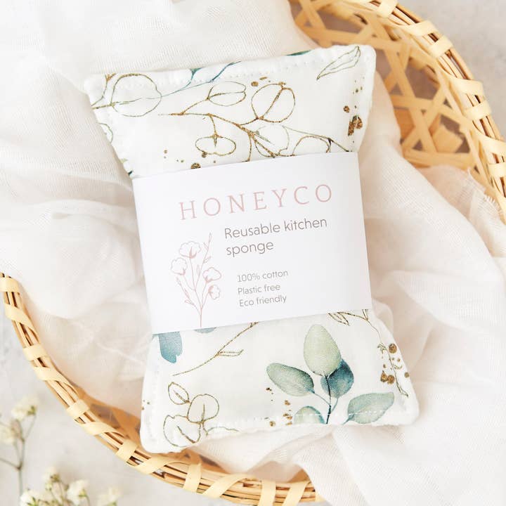 Éponge de cuisine réutilisable - écologique - eucalyptus pour la vente par honeyco
