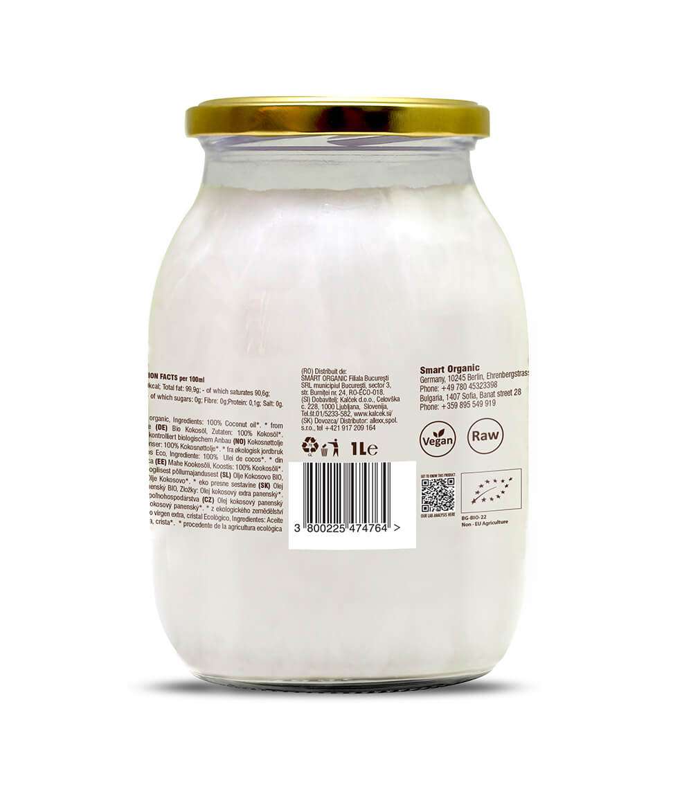 Smart Organic - Vente Huile de cuisson - Huile de coco extra vierge bio Dragon Superfoods, 1000 ml2