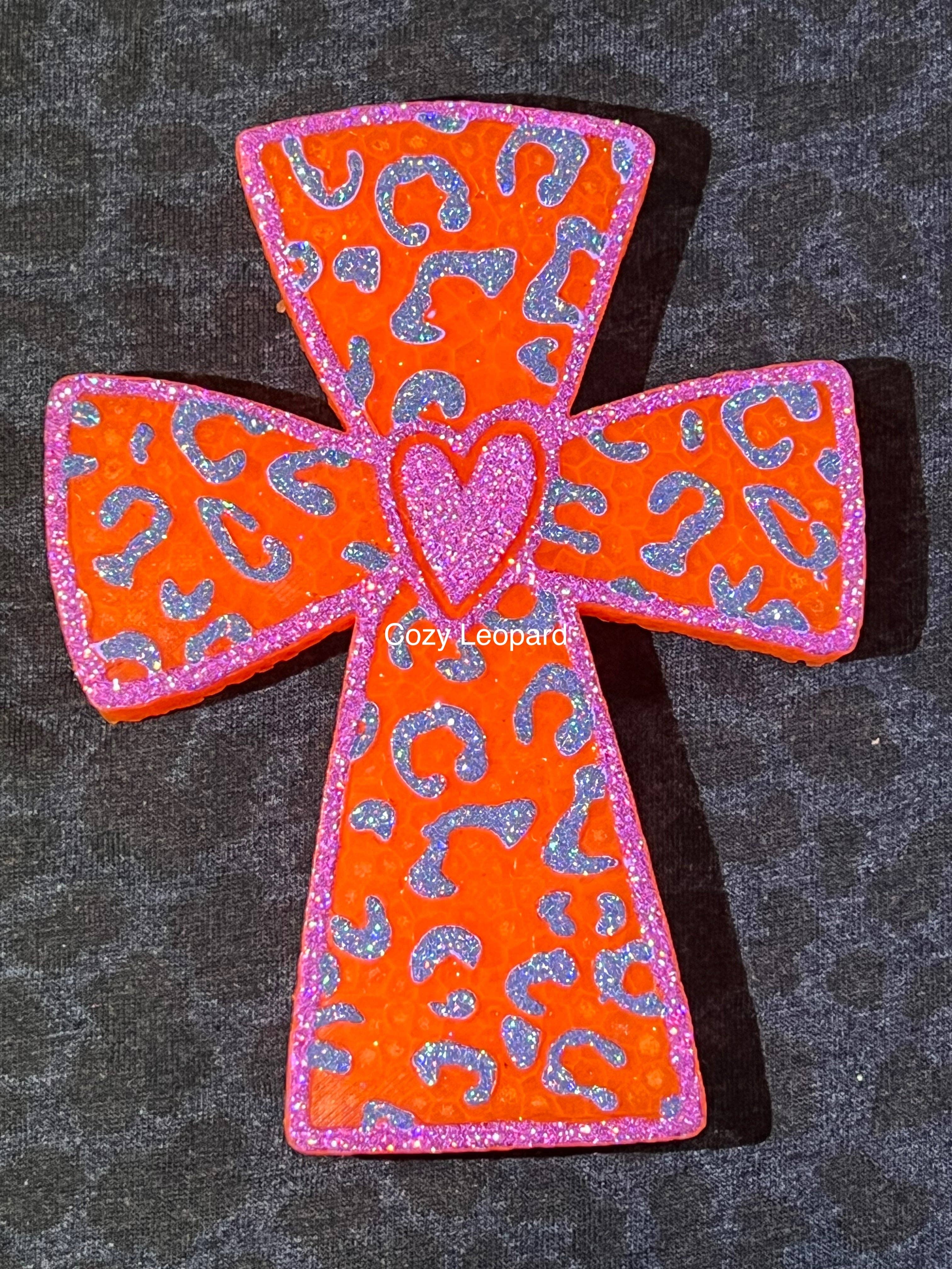 Cozy Leopard Boutique - Wholesale Car Freshener - Women's - Leopard Heart Cross Car Freshie2