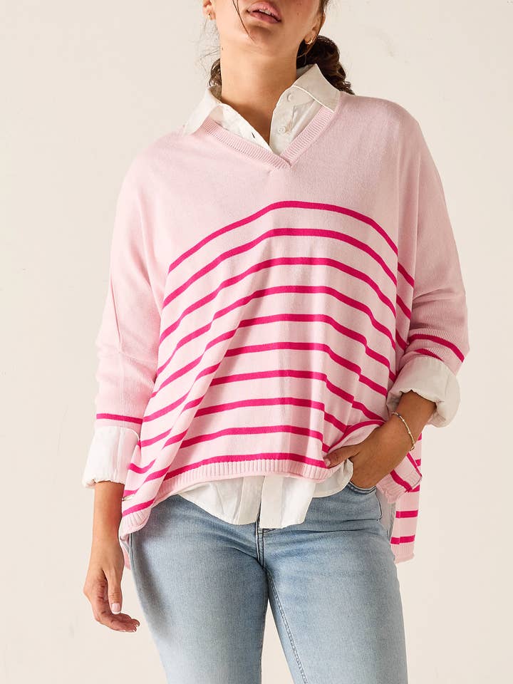 Catalina VNeck Sweater - Blush / Lipstick for wholesale by MERSEA