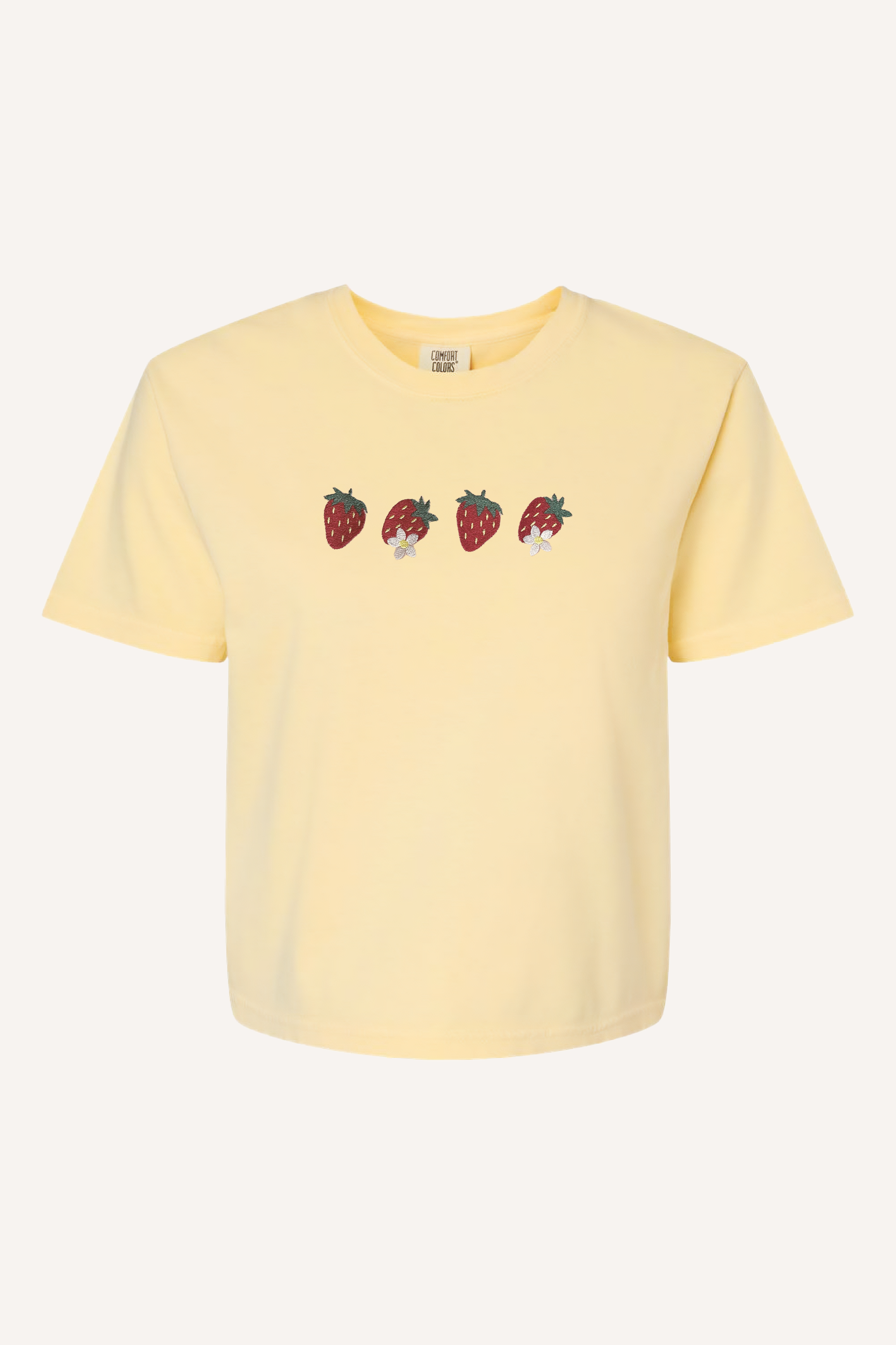 Plantiful Design Co - Venta al por mayor Camiseta - Mujer - Camiseta bordada con fresas, Fresa floral de primavera7