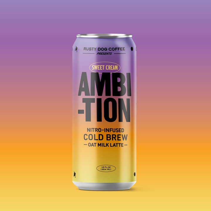 Rusty Dog Coffee - Wholesale Iced Coffee/Cold Brew - Wholesale - Ambition Nitro Canned Oat Milk Sweet Cream Latte - 24pk case1