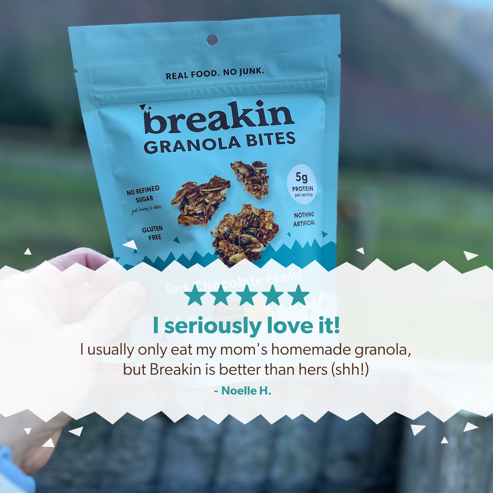 Breakin Snacks - Wholesale Granola - Dark Chocolate Peanut: Protein & Fiber Granola Bites (10pk)5
