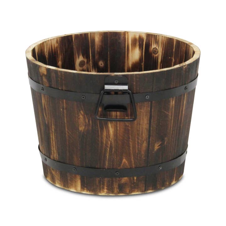 Cheungs Home Decor - Vente Pot - Seau décoratif en bois marron foncé Mariva avec accents et poignées en métal24