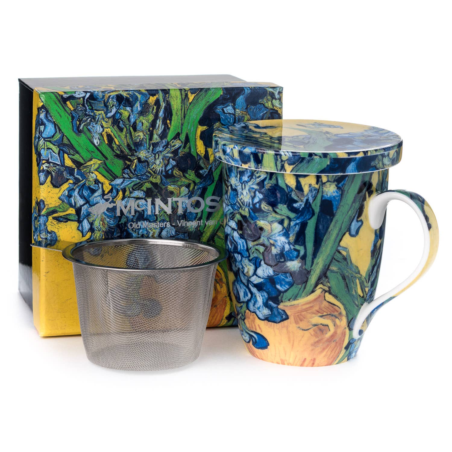 McIntosh Mugs - Wholesale Coffee Mug - Van Gogh 'Irises' Tea Mug w/ Infuser & Lid1