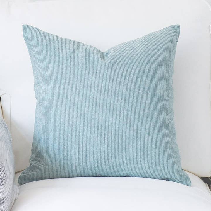 Capa de almofada moderna, veludo cotelê, Aqua, 18" por atacado de Hofdeco