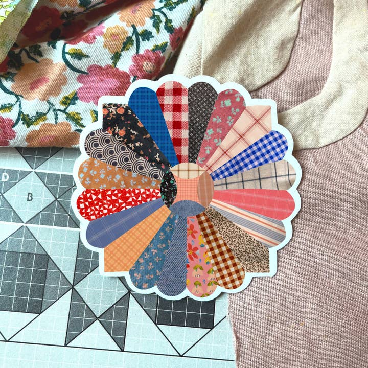 Laurenspired - Wholesale Sticker - Vinylstickers met quiltbloemen, naaisticker, quiltsticker2