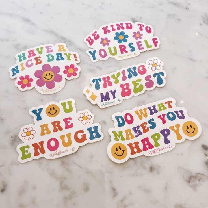 Affirmation Positive Quote Stickers - Regular for wholesale by Wildflower + Co.