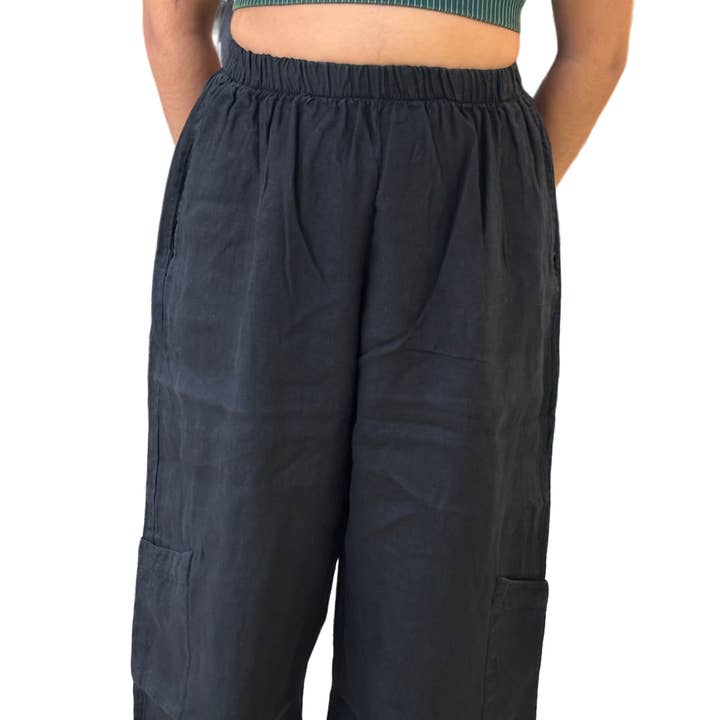 Black Spring 2026 Bryn Walker LIGHT Linen Casbah Pants IN STOCK for wholesale by sariKNOTsari