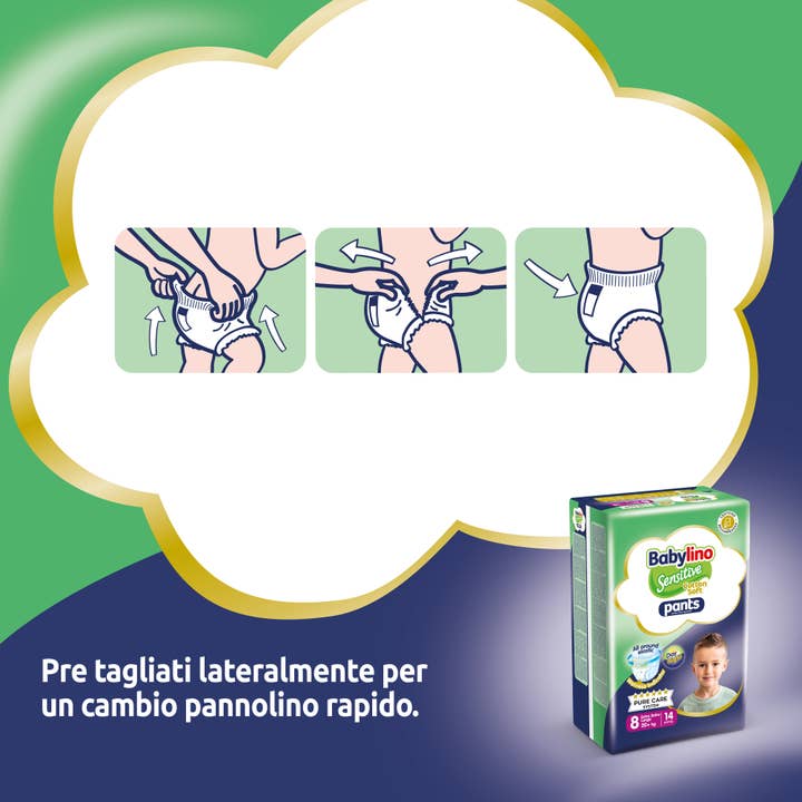 Babylino - Wholesale Diaper (Non-Cloth) - Baby - Babylino Sensitive Cotton Soft, Pant Diaper Size 8, 14 Units5