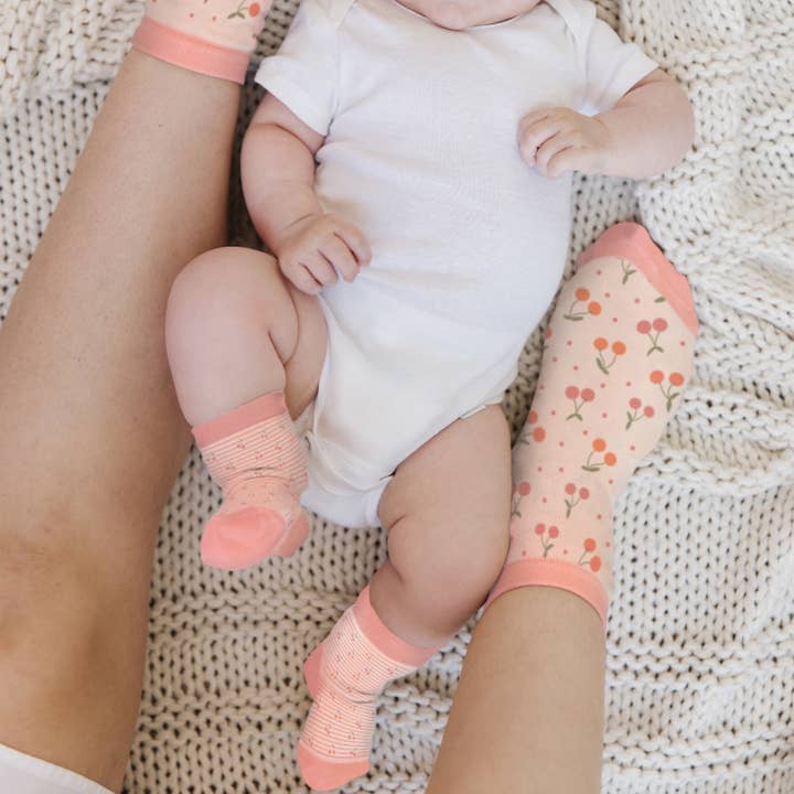 Mama & Me Socks Set Cherry Cute for wholesale by JuJuBe