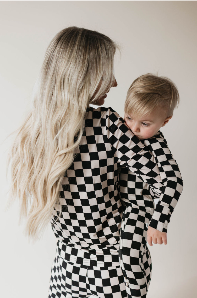 Forever French Baby - Wholesale Sleepwear Set - Women's - Women's Bamboo Pajamas | Black Checkerboard2