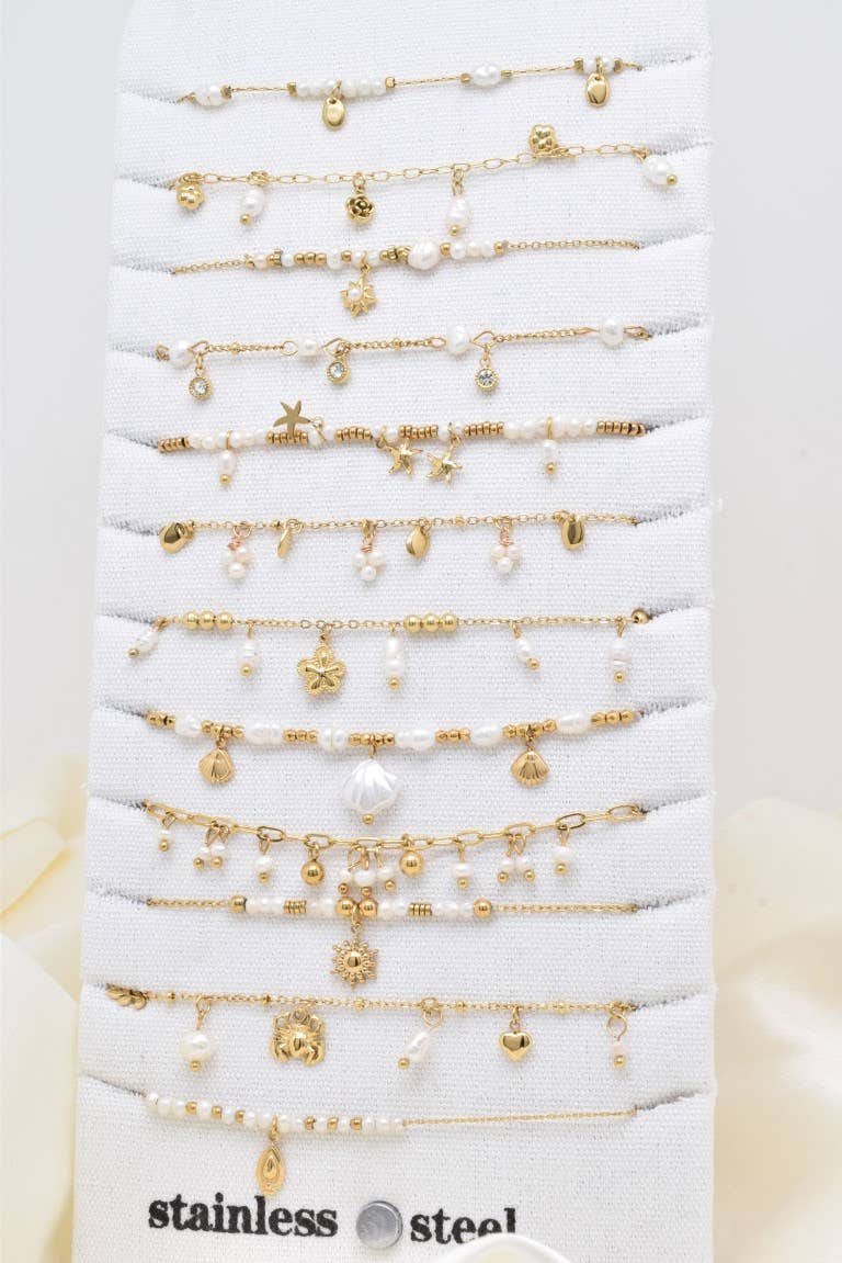 Kapyco - Vendita all'ingrosso Braccialetto con ciondolo/pendente - Set da 12 braccialetti in acciaio inox - BR210240OR1