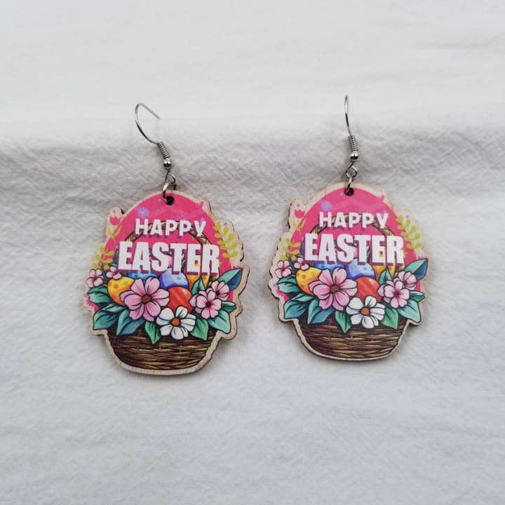 HAPPY EASTER Flowers Basket Earrings for wholesale by ENA Jewelry