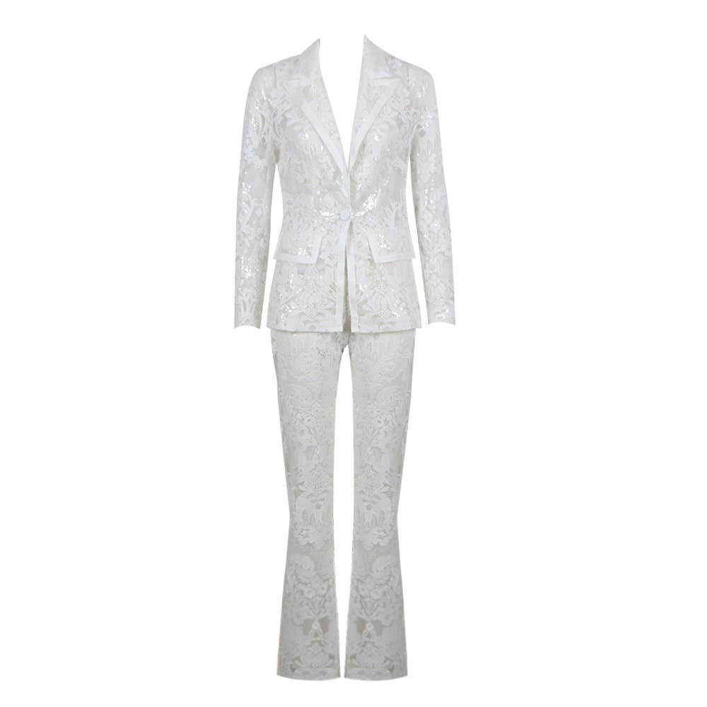 Productseeker – Engroshandel Habitter – til kvinder – SET050 Glam Sequin Lace Suit: Forretning møder stil12
