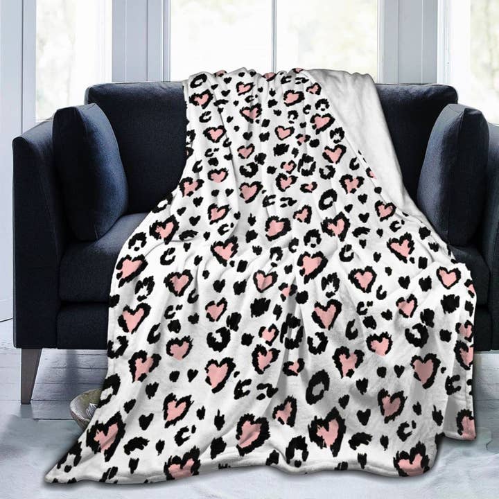 Valentine Leopard Heart Flanellfilt Mjuk Mysig för wholesale av Liffy