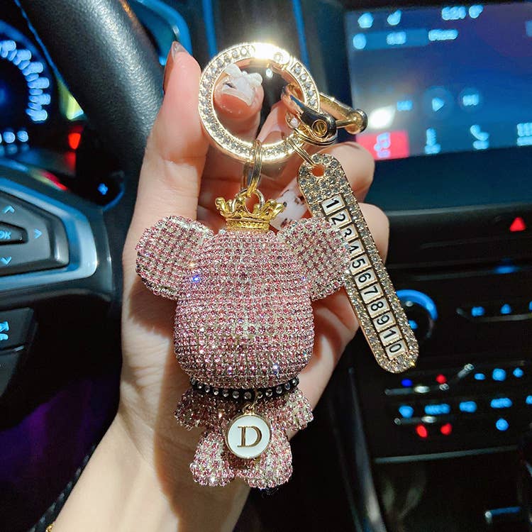 PEACH ACCESSORIES – wholesale Keychain – Women's – Crystal Rhinestone Teddy Bear Key Charm 602672