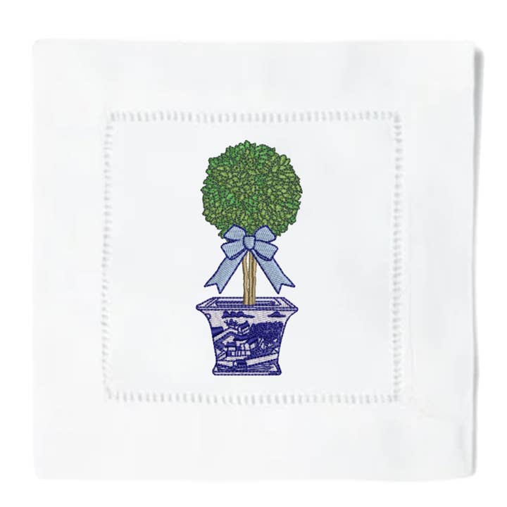 Guardanapos de Cocktail Chinoiserie Topiary por atacado de Blythe Embroidery Co.