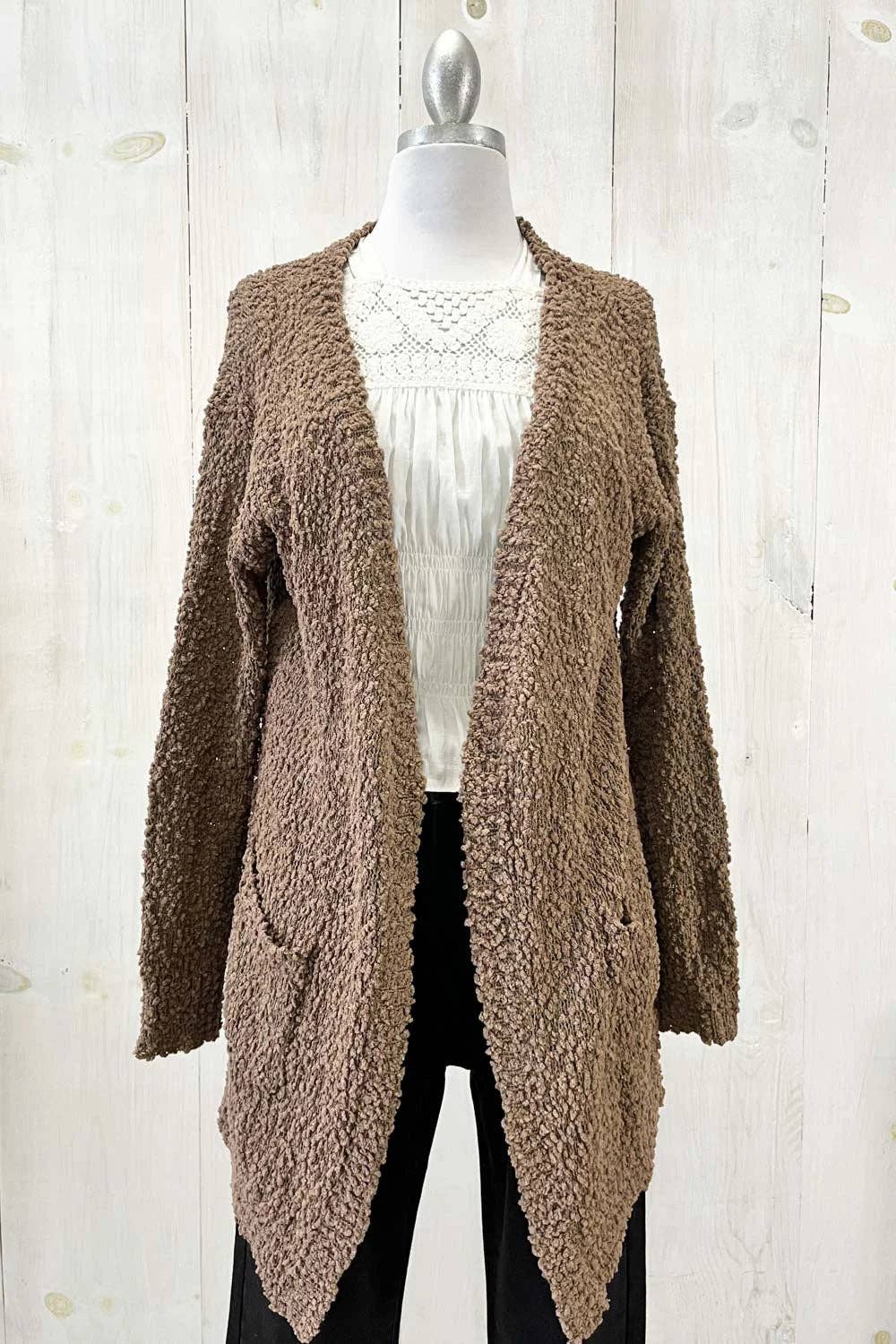 Tasha Apparel Wholesale - Wholesale Cardigan - Women's - Trendy Popcorn Knit Open Front Cozy Lightweight Oversized Cardigan Sweater10