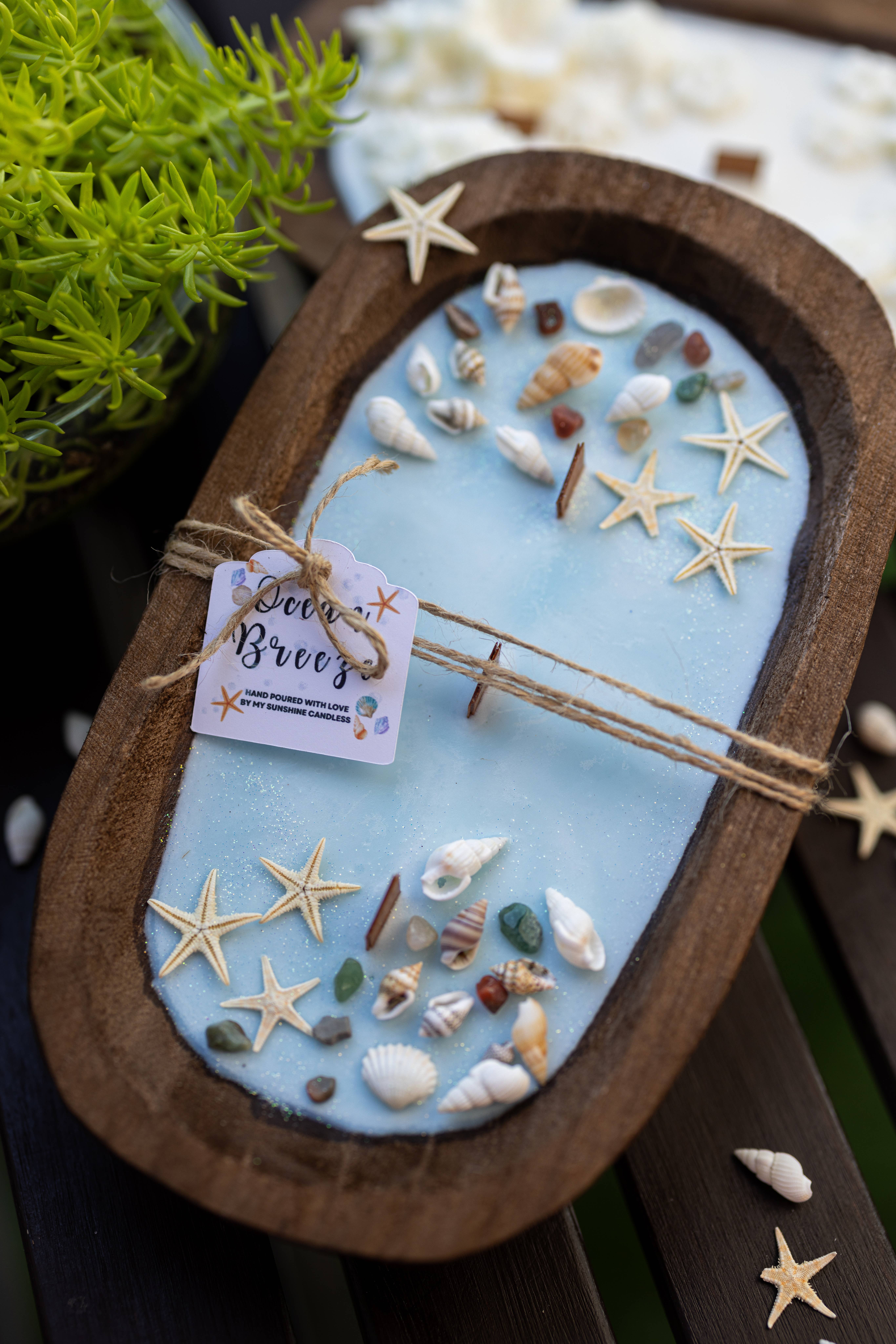 MySunshineCandless - Wholesale Pot/gevulde kaars - Deegkomkaars met houten lont en sojawas/met zeeschelpen en zeesterren/boerenkaars/3 houten lontkaars/zomergeuren4