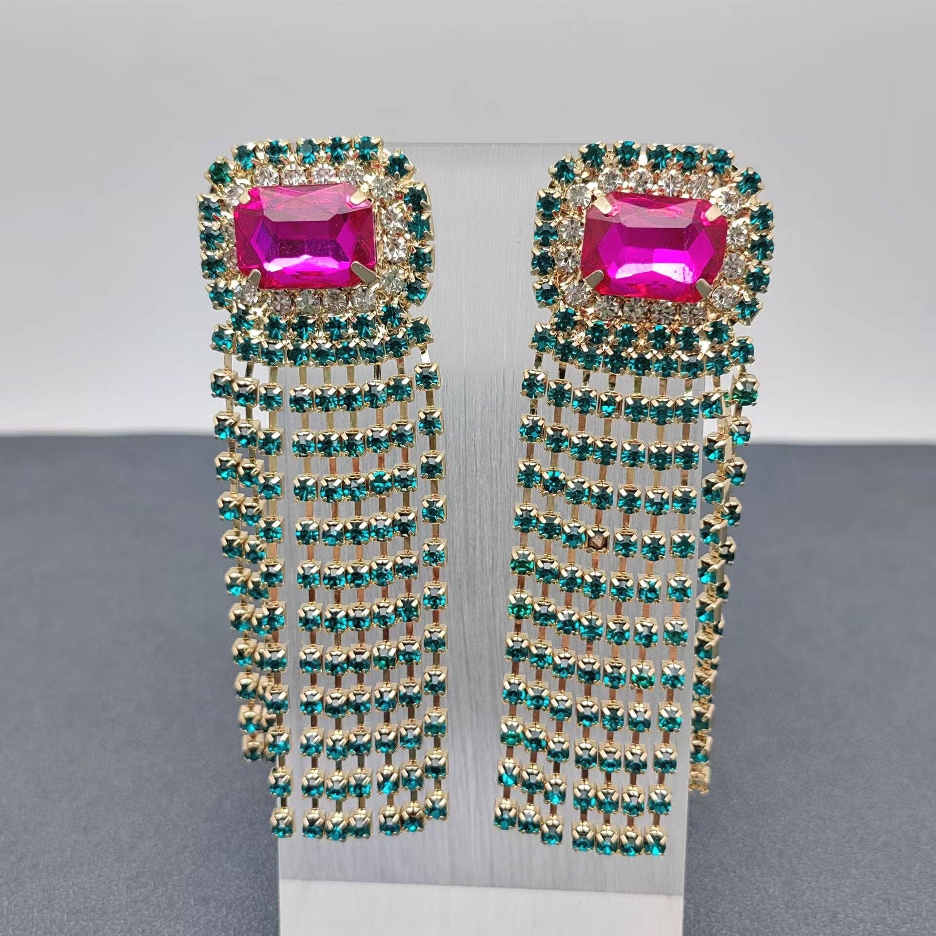 ピアス Fay Rose Gold Fringes Crystal Earrings Rose Gold Pink Rhinestone 3
