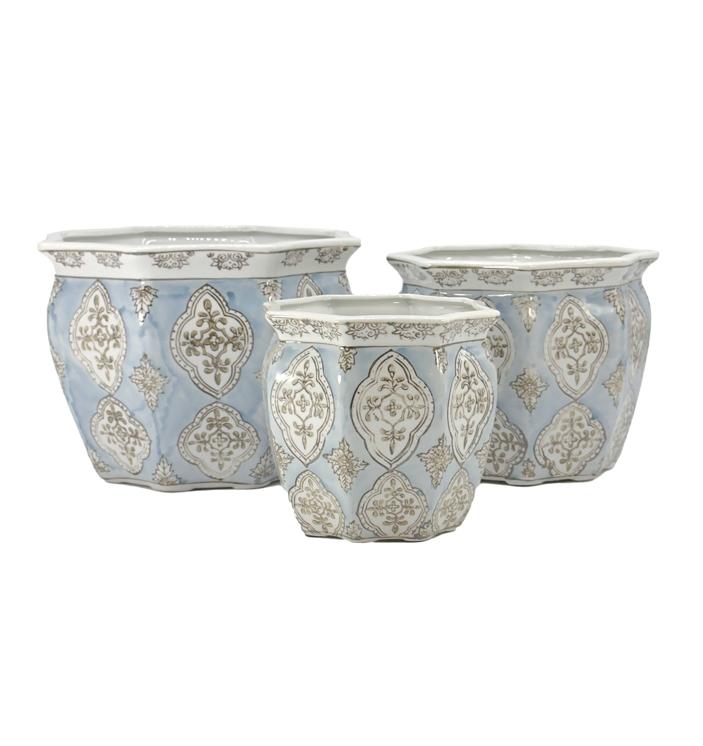 Galt International Company - Vendita all'ingrosso Vasi per piante - Set di 3 vasi per fioriere in ceramica Chinoiserie, 7,5"/10"/13"53