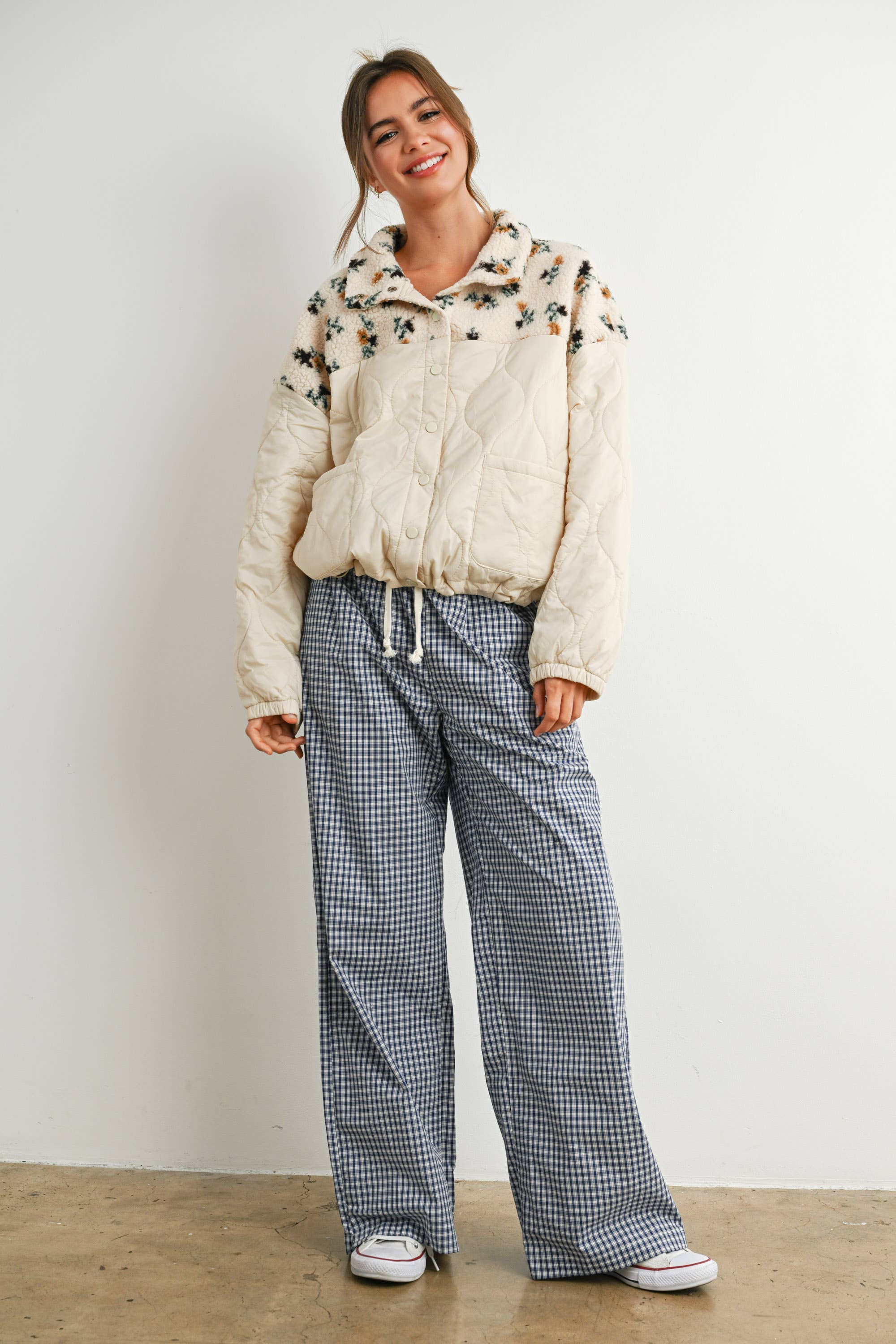 BUTTERMELON - Vente Veste – femme - Veste matelassée à manches longues à fleurs - BMJ785814