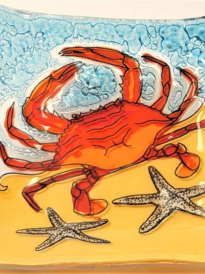 Red Crab Square Plate / Dish for wholesale by Pampeana