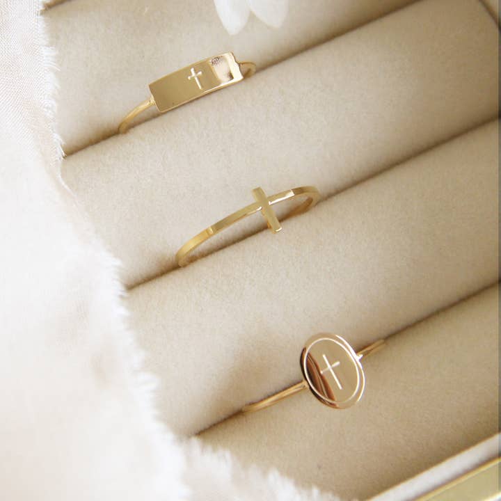 LoveStory Collection - Wholesale Band/Stacked Ring - Dainty Cross Ring2
