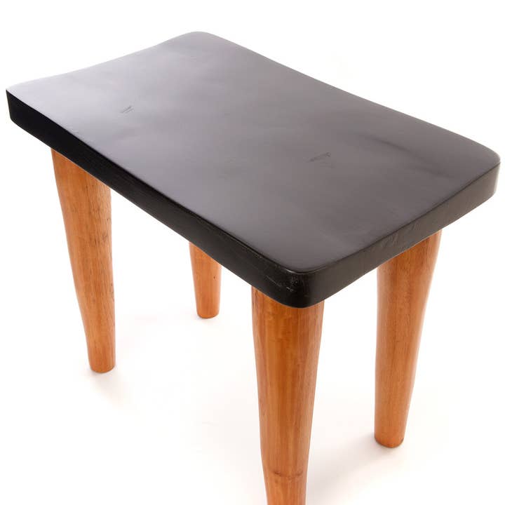 African Modern - Wholesale Stool - Black and Natural Cedrela Wood Anantu Table or Stool2