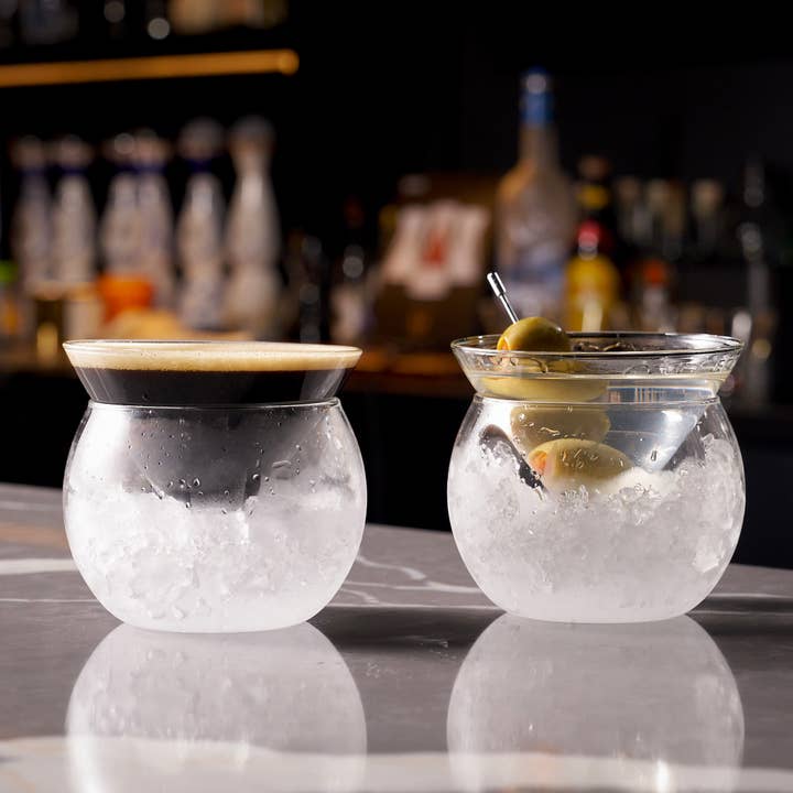 Lemonsoda - Wholesale Cocktail/Liquor Glass - Stemless Martini Glasses with Chiller (7oz) (1pc)1