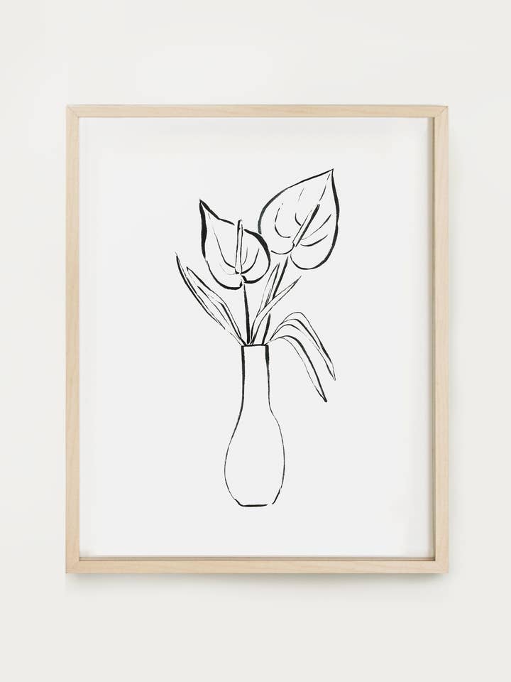 Floral Line Drawings - Anthurium Print for wholesale by Our Heiday