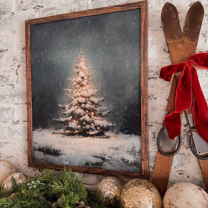 WillowBee Signs & Designs - Wholesale Sign - Moody Vintage Lit Up Christmas Tree1