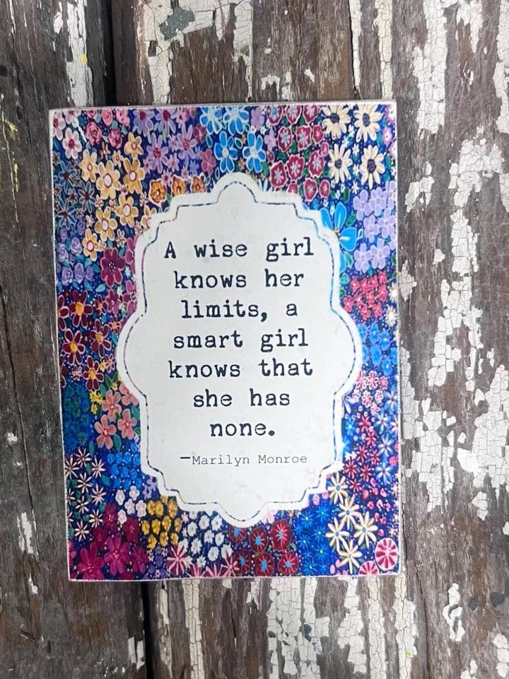 Marilyn Monroe Wildflower Quote Wood Art Magnet for wholesale by Sunshine Girl Designs