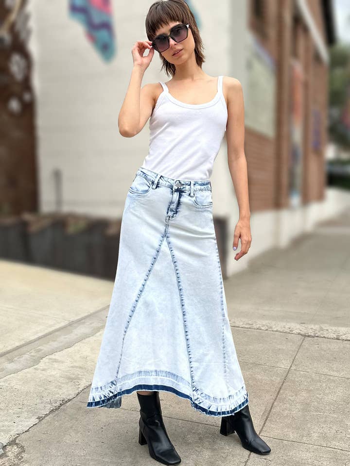 Maxi gonna in denim Selma per la vendita all'ingrosso da parte di Billy T