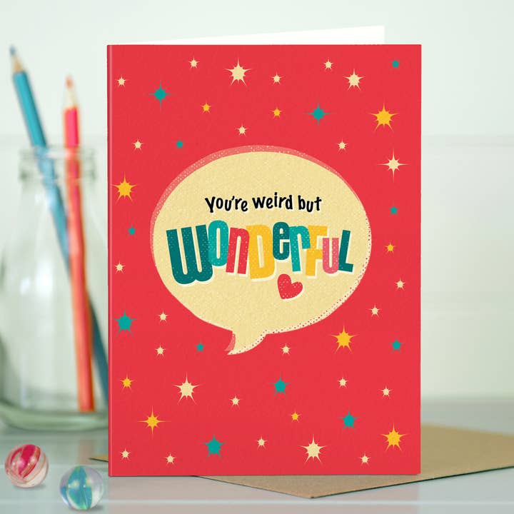 Carte d'amour et d'amitié ST61 « bizarre mais merveilleux » pour la vente par The Typecast Gallery