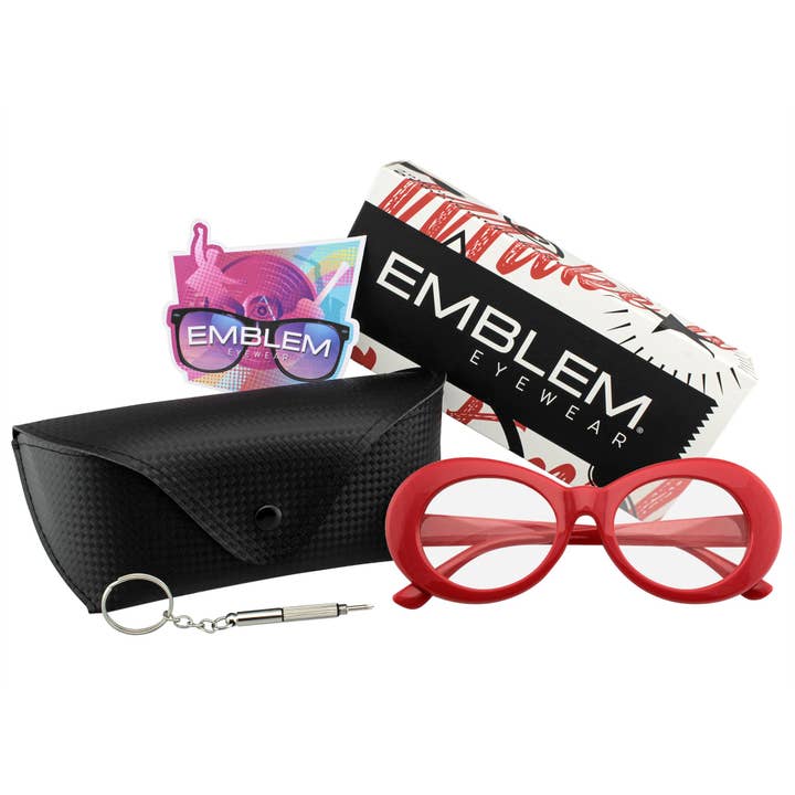 Emblem Eyewear - Vendita all'ingrosso Occhiali da vista - Unisex - Retro Flat Round anni '90 Fashion Clout Occhiali ovali Trasparente16