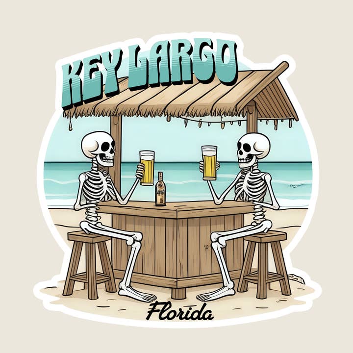 Skeleton Happy Hour Custom Souvenir Sticker (B1025) for wholesale by Shoreline Summit